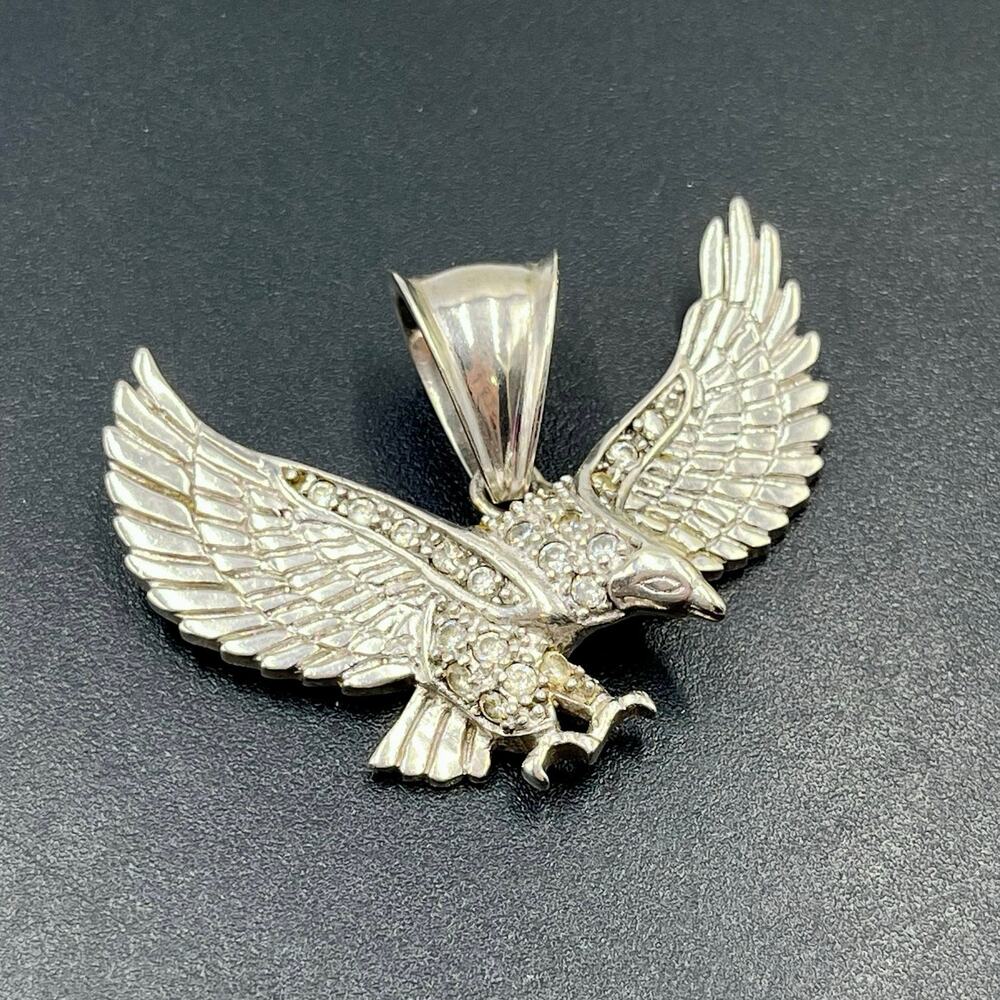 N‎ 925 China Sterling Silver Flying Eagle Bird CZ Pendant